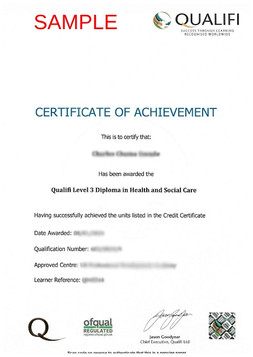 Qualifi Certificate Sample